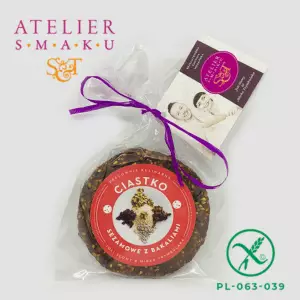 Atelier Smaku - vegan i gluten free sklep online poleca: Bezglutenowe i wegańskie ciastko sezamowe z bakaliami, kategoria: Wszystko